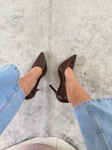 SCARPIN BEVERLY HILLS BROWN COURO
