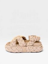 Papete Beyou Shoes Catania na cor natural, feita em tecido trançado com solado robusto de 3 cm de altura.