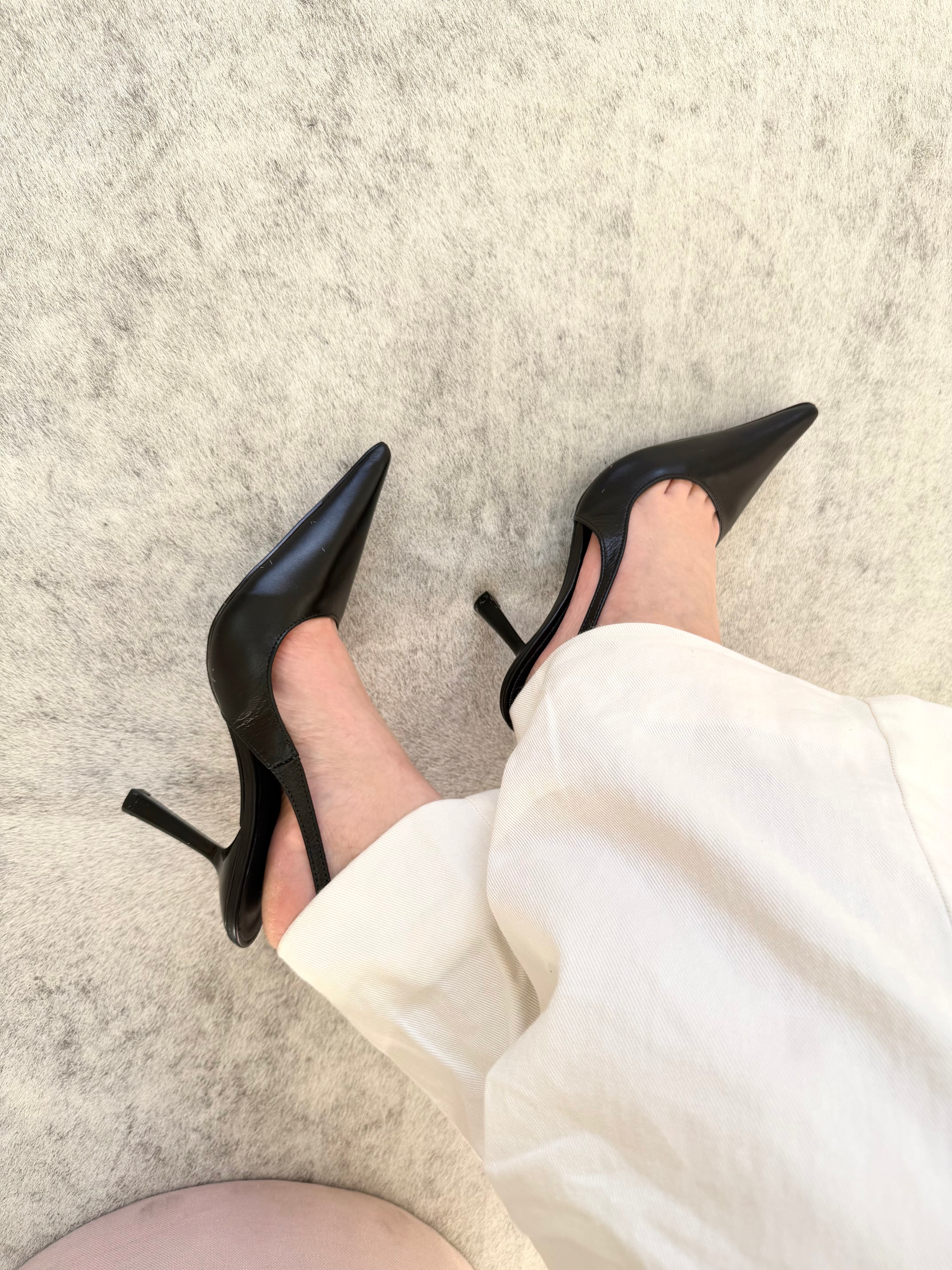SLINGBACK MÔNACO BLACK COURO