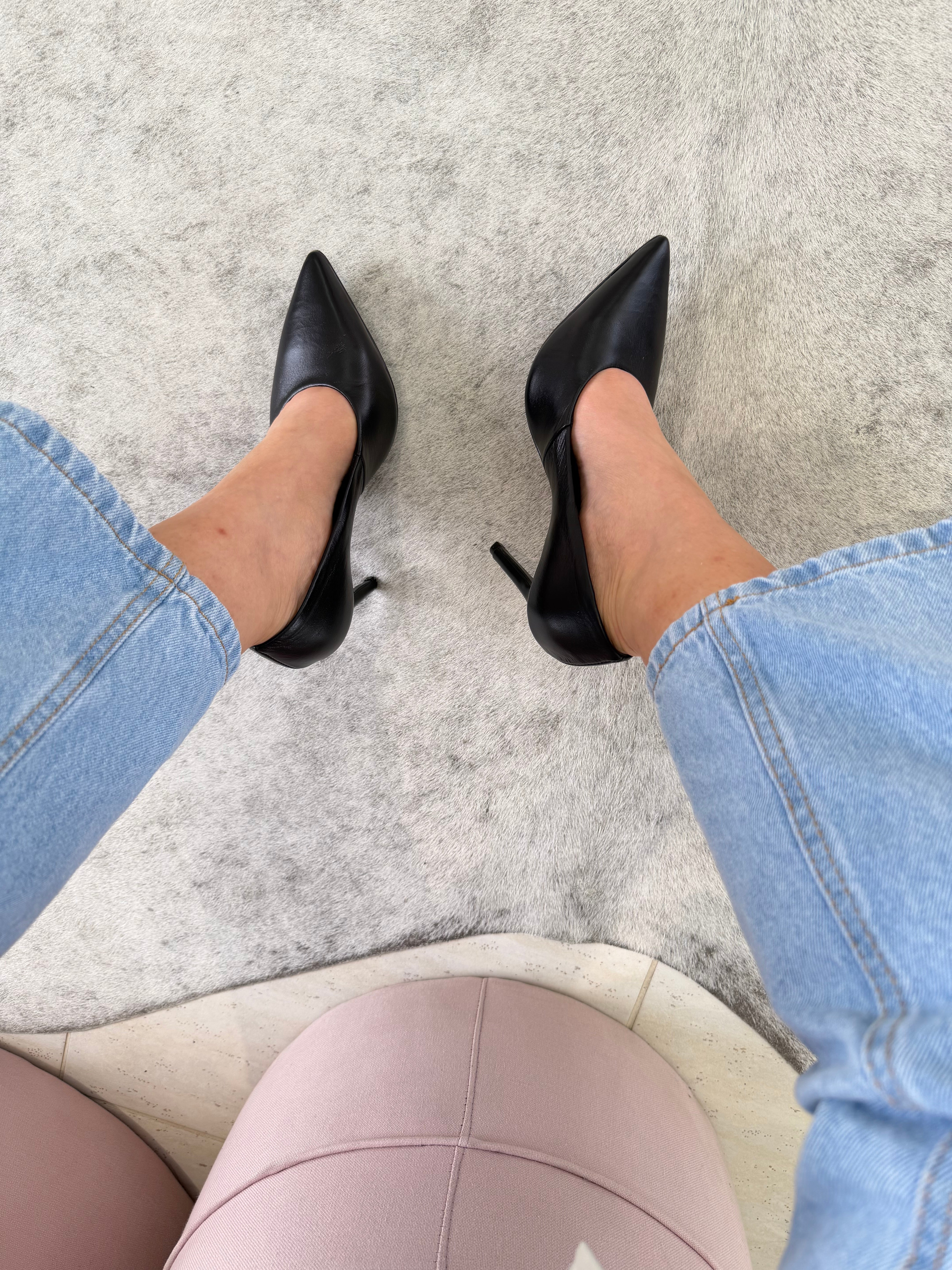 SCARPIN BEVERLY HILLS BLACK COURO