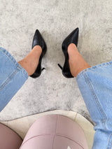 SCARPIN BEVERLY HILLS BLACK COURO