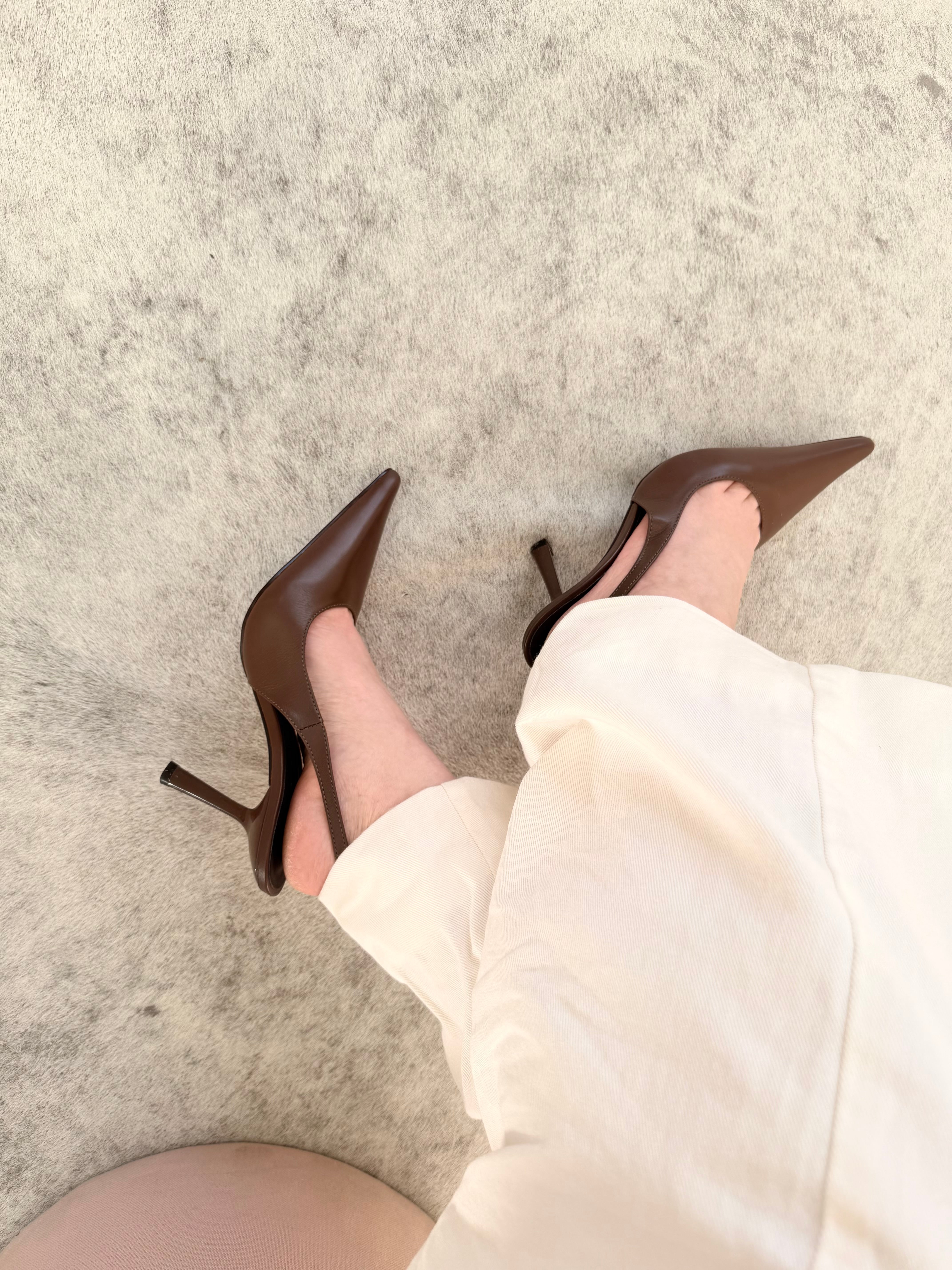 SLINGBACK MÔNACO BROWN COURO