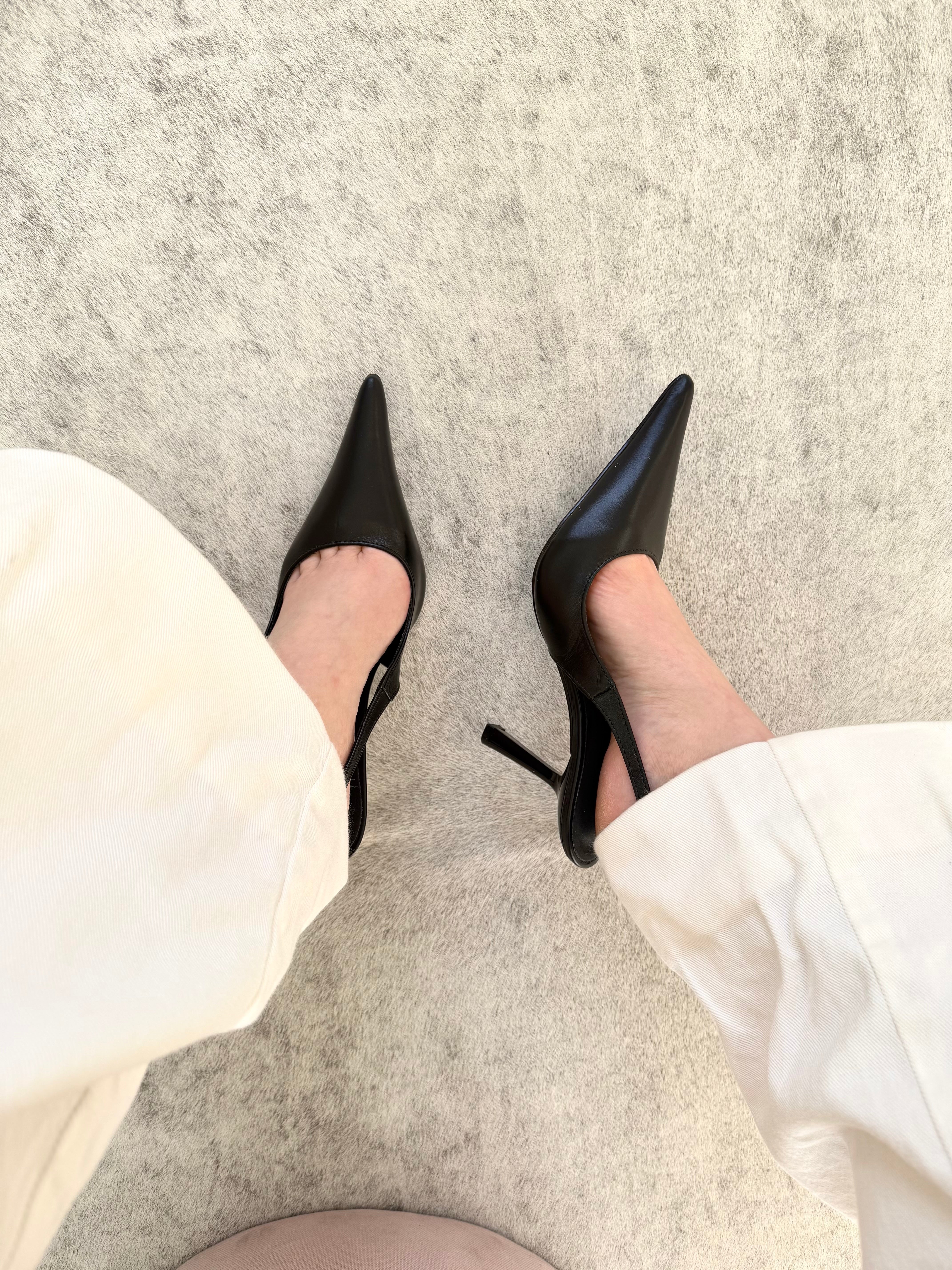 SLINGBACK MÔNACO BLACK COURO