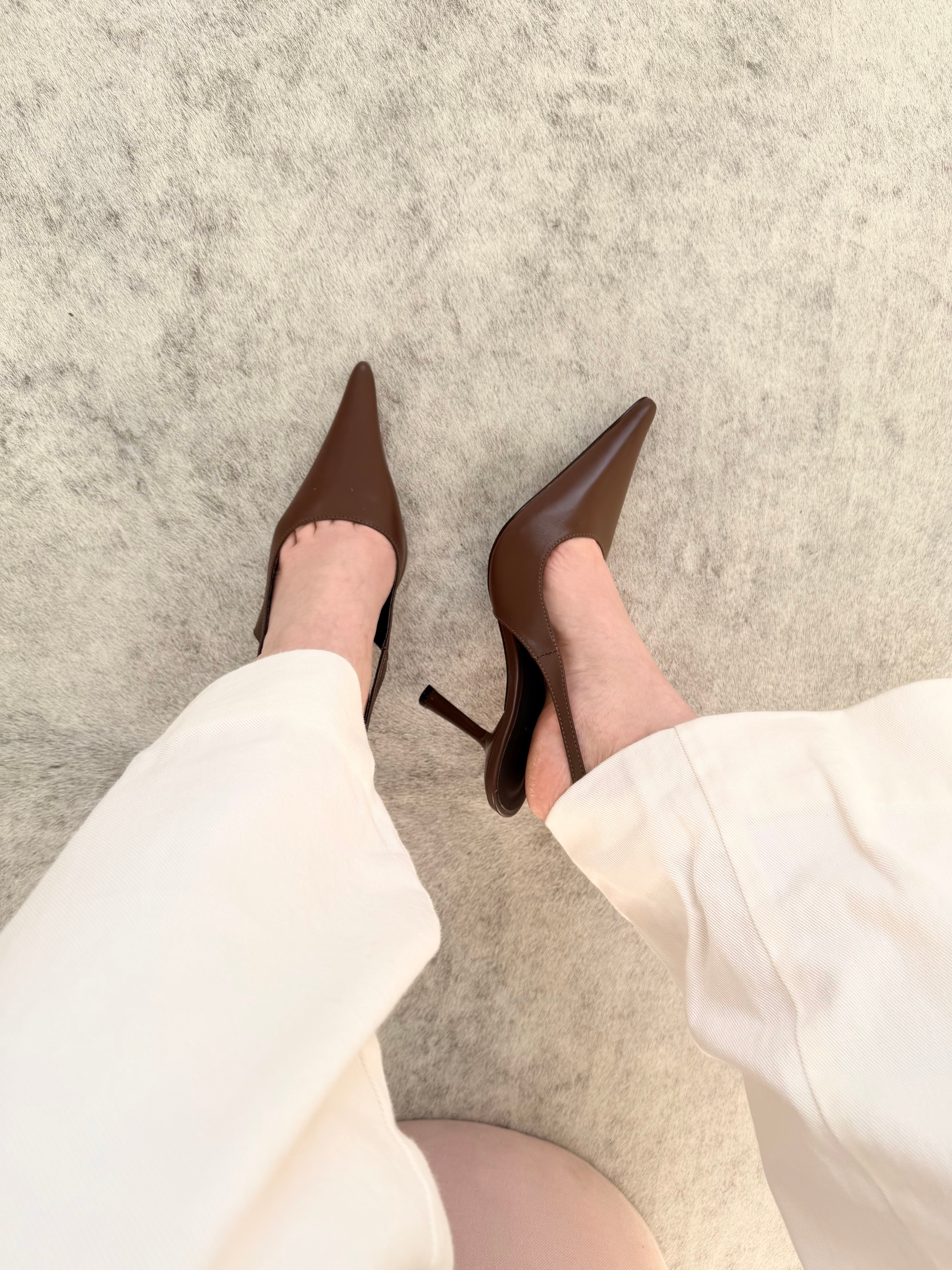 SLINGBACK MÔNACO BROWN COURO