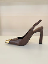 SLINGBACK BRISTROL BROWN COURO