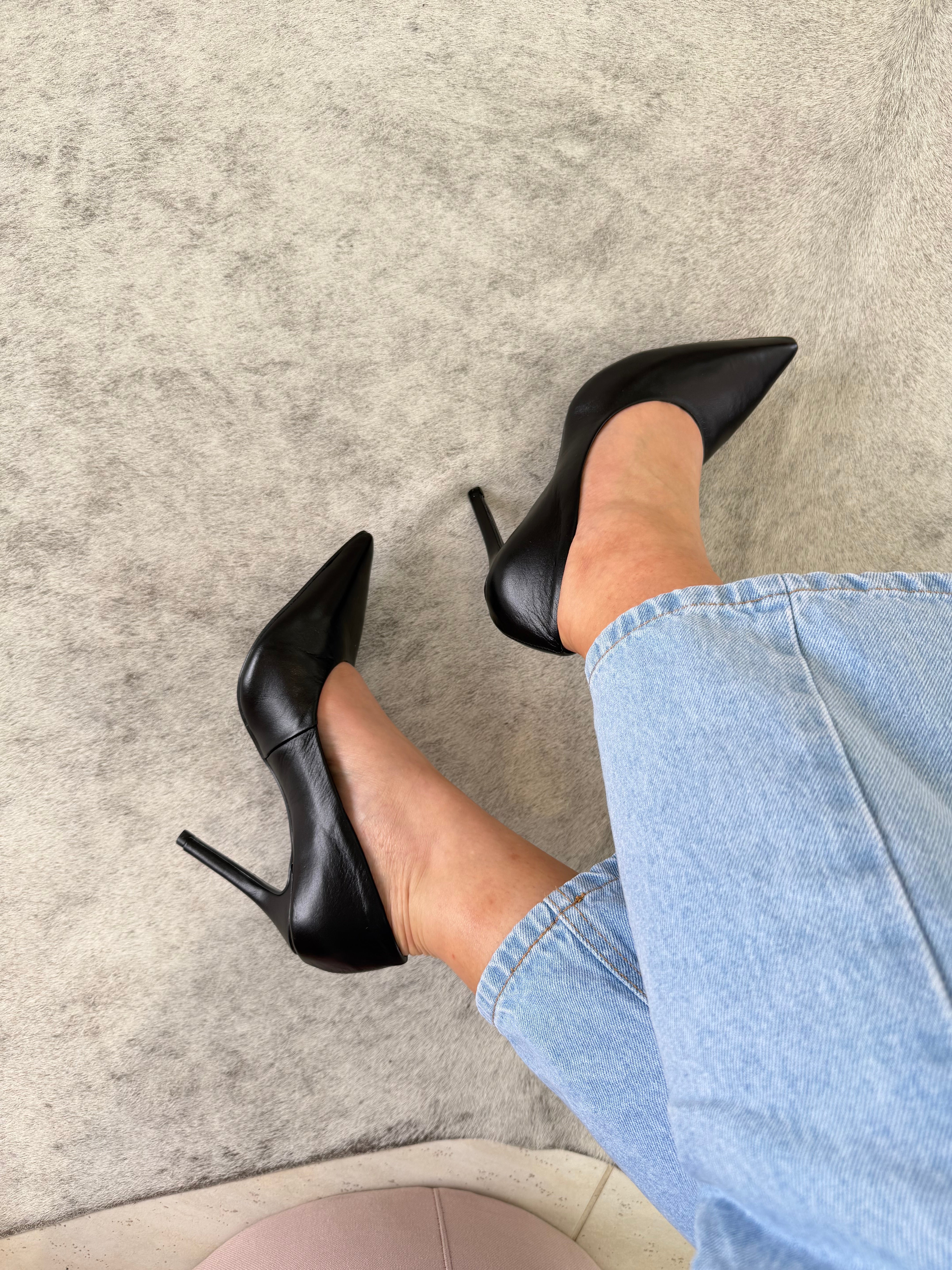 SCARPIN BEVERLY HILLS BLACK COURO