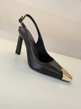 SLINGBACK BRISTROL BLACK COURO