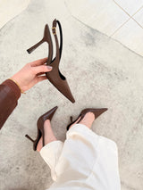 SLINGBACK MÔNACO BROWN COURO
