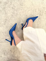 SLINGBACK MÔNACO BLUE COURO