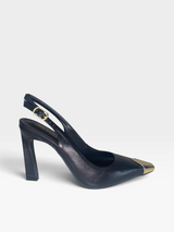 SLINGBACK BRISTROL BLACK COURO