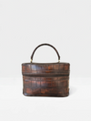 Bolsa Beyou Shoes Copacabana marrom em material sintético com textura croco e alça de mão estruturada