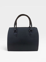 Bolsa Beyou Shoes New York preta em napa com alças de mão, design estruturado e elegante para uso versátil.