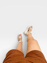 Sandália Anabela Trancoso Beyou Shoes off white em napa e corda com salto artesanal vista de cima