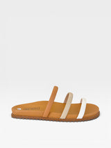Sandália Birken Dallas Beyou Shoes com tiras em tons terrosos e sola caramelo anatômica