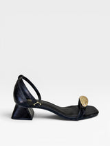 Sandália Beyou Shoes Saint-Étienne preta em napa com salto de 3 cm e design minimalista elegante
