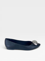 Sapatilha Beyou Shoes Saint-Tropez preta em napa com detalhe metálico brilhante no bico