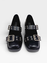 Sapatilha Beyou Shoes Valence preta em napa destroyed com fivelas metálicas e ilhoses estilo urbano