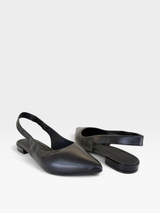 Slingback Barretos Beyou Shoes em couro legítimo preto com bico fino e design western sofisticado