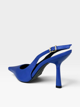 Sapato slingback Beyou Shoes Milano azul em couro com bico fino e salto taça de 10 cm