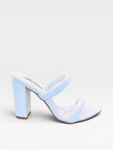 Tamanco Beyou Shoes Montpellier branco em napa com salto bloco de 10 cm e tiras acolchoadas minimalistas