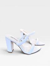 Tamanco Beyou Shoes Montpellier branco em napa com bico folha e salto alto de 10 cm