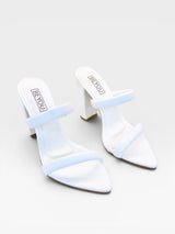 Tamanco Montpellier Beyou Shoes branco em napa com bico folha e salto alto de 10 cm
