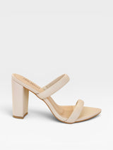 Tamanco Beyou Shoes Montpellier nude em napa com bico folha e salto alto de 10 cm, design minimalista e elegante.