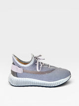 Tênis casual Beyou Shoes Brisbane cinza em tecido de malha com solado texturizado e amarração por cadarços