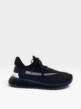 Tênis casual Beyou Shoes Brisbane preto em tecido com solado texturizado e detalhe prateado no calcanhar
