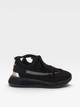 Tênis casual Beyou Shoes Brisbane preto em tecido com solado texturizado e detalhes prateados