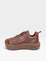Tênis casual Beyou Shoes Denver marrom em material New Mest e tecido com solado plataforma tratorado