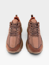 Tênis casual Beyou Shoes Denver marrom em material New Mest e tecido com design moderno e cadarços tonais