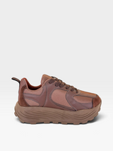 Tênis casual Beyou Shoes Denver marrom em material New Mest e tecido com solado plataforma tratorado