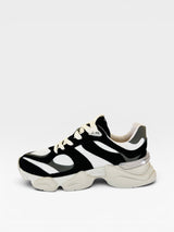 Tênis Beyou Shoes Ireland off white e preto em tecido e camurça sintética com solado robusto
